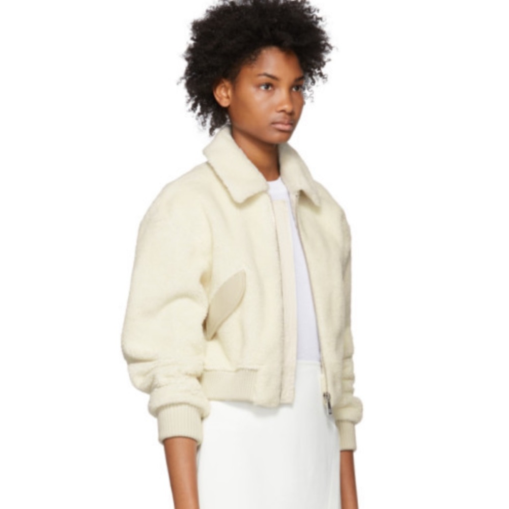 Tibi Faux Shearling Gus Cropped Jacket Cream‎ Sz